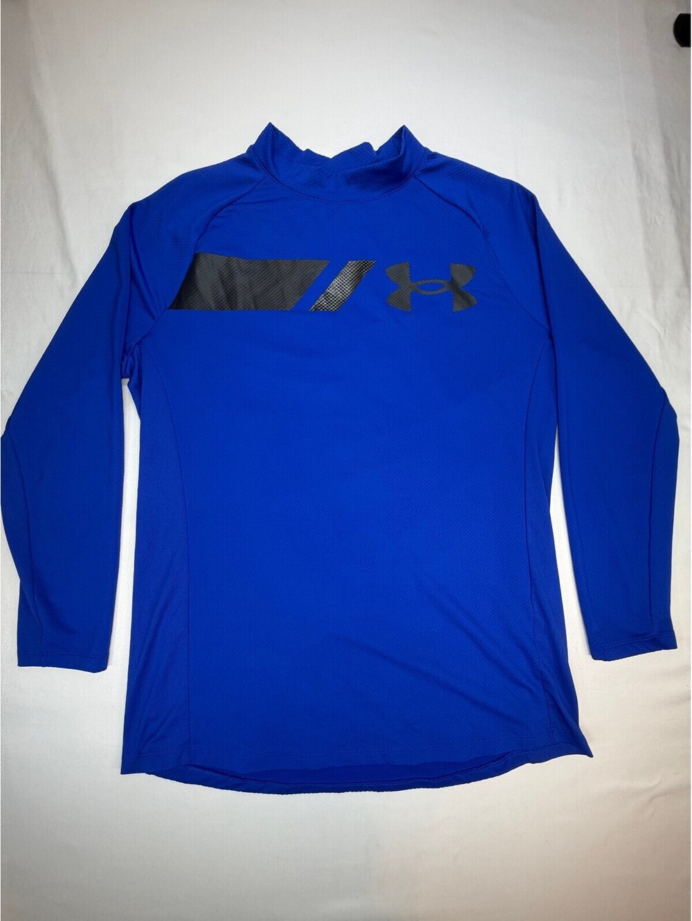 Under Armor Men's Long Sleeve Shirt Coldgear Fitted Pullover Logo Size XXL Blue